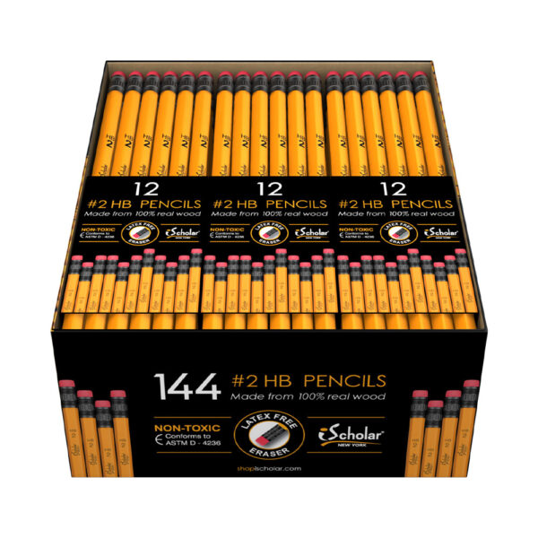2 Yellow Pencils Box of 144 Gross Pack Box 33144 – iScholar NY